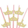 Big Dot of Happiness Gold Glitter Princess Crown Party Straws - No-Mess Real Glitter Cut-Outs & Baby Shower or Birthday Party Paper Straws - Set of 24 - 3 of 4