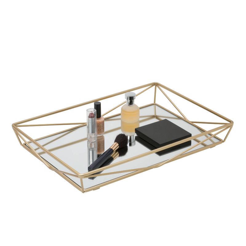 Large Geometric Mirrored Vanity Tray Gold - Home Details, 3 of 10