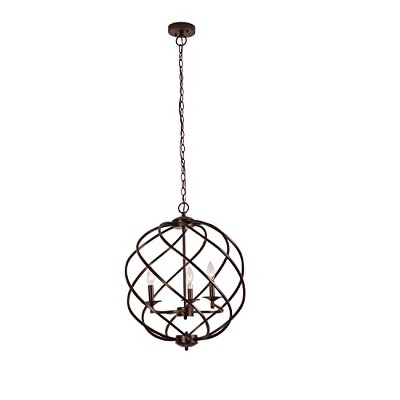 Chloe Lighting Jericho Farmhouse 3 Light Oil Rubbed Bronze Ceiling Pendant 19" Wide