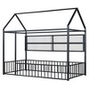 KIGFTSOD Metal Bed House Bed Frame with Fence and Shelves - 3 of 4