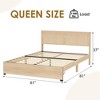 Rattan Bed Frame  Bed Frame with 2 Drawers, Wooden Platform Bed with Rattan Headboard, Led Lights - 2 of 4