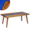 vidaXL Rectangular Coffee Table, Handmade, Solid Teak Wood, 39.4''x19.7''x15.8'',  Brown and Blue - 3 of 4
