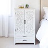 27" Accent Tall Tower Storage Cabinet -Rustic Wood Sideboard Pantry Cabinet with 2 Doors and 2 Drawers, Versatile Buffet Sideboard for Home Decor - 3 of 4