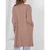 Coolmee Women's Long Sleeve Casual Knit Cardigan Open Front Cozy Sweater Coat with Pockets - 4 of 4