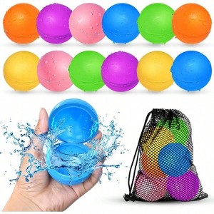 12Pcs Reusable Water Balloons, Pool Beach Toys Outdoor Summer Fun - 1 of 3