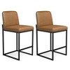 Vipbear Counter Height Bar Stools Set of 2, 25.6 Inch Linen Fabric Barstools with Back and Matel Legs, Upholstered Counter Chairs with Footrest - 3 of 4