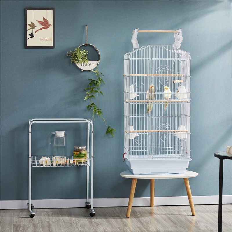Yaheetech Open Top Metal Bird Cage Large Rolling Parrot Cage With Stand, 4 of 11