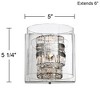 Possini Euro Design Modern Wall Sconces Set of 2 Chrome Hardwire 5" Fixture Clear Glass Cylinder Shade for Bedroom Bathroom Vanity - 4 of 4