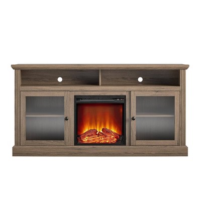 65" Pinnacle Point Fireplace TV Stand Rustic Oak - Room & Joy