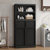 Tall Bathroom Cabinet, Floor Storage Cabinet with Doors & 2 Drawers, 51" H Tall Bathroom Organizer Cabinet Freestanding for Bathroom, Living Room - 4 of 4