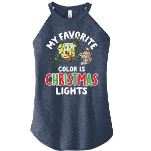 Women's - SpongeBob SquarePants - My Favorite Color Is Christmas Lights Graphic High Neck Tank - 1 of 4