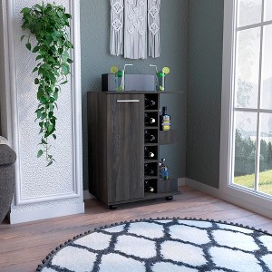 Kitchen Cart with 2 Open Liquor Bottle Shelves and Four Casters - 1 of 4