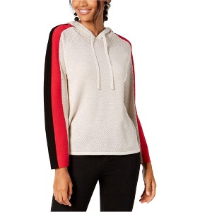 I.N.C International Concepts Womens Colorblocked Hoodie Sweatshirt, Beige, Small - 1 of 1
