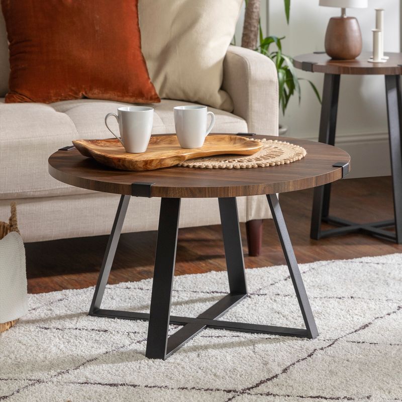 Wrightson Urban Industrial Faux Wrap Leg Round Coffee Table - Saracina Home, 3 of 20