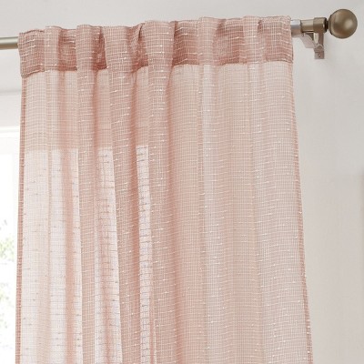 HLC.ME Emily Faux Linen Semi Sheer Light Filtering Back Tab Pocket Lightweight Window Curtains Drapery, 2 Panels
