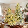 6FT/7.5FT Pre-Lit Snow Flocked Christmas Tree, Artificial Tree with Branch Tips and Multi-Color LED Lights, White+Green-ModernLuxe - 2 of 4