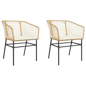vidaXL Patio Chairs - Outdoor Garden Seating/Brown Poly Rattan - Cushioned Comfort with Sturdy Frame - 1 of 4