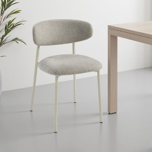 Royal Hampton Side Dining Chair Set of 2, Light Gray Fabric, White Metal Frame - 1 of 4