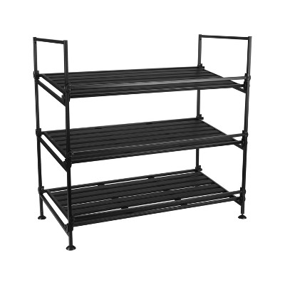 Organize It All Silver Metal Shoe Rack with Shelf, 3 Tier Shoe