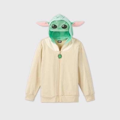 Kids' Star Wars The Mandalorian Baby Yoda Sweatshirt - Beige/Green XS