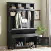47.2inch 5-in-1 Hall Tree With Shoe Bench, Shutter-shaped Doors Cabinet, Coat Rack, Open Storage Shelves And 4 Sturdy Hooks - 2 of 4