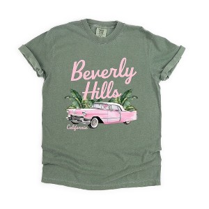 Simply Sage Market Women's Beverly Hills Retro Car Short Sleeve Garment Dyed Tee - 1 of 2