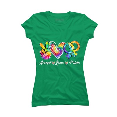 Adult Design By Humans Accept Love Tie-Dye Rainbow Pride By Marilynart T-Shirt