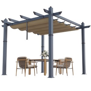 GOCAPTAIN Patio Pergola - Metal Outdoor Sun Shade Canopy with Retractable Roof for Garden Porch Backyard - 1 of 4