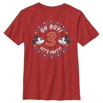 Boy's Mickey & Friends 3rd Birthday Oh Boy Let's Party Mickey T-Shirt