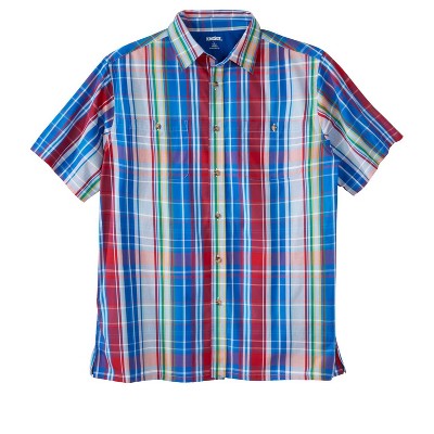 KingSize Short-Sleeve Plaid Sport Shirt