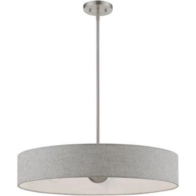 Elmhurst 26" Brushed Nickel & Shiny White 5-Light Drum Pendant