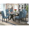 HomeStock 7-Piece Rectangle Natural Oak Finish Solid Wood Top Dining Table with 6 Parson Chairs - 2 of 4