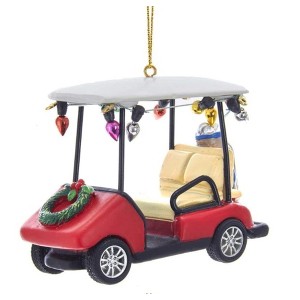 Kurt Adler Resin Golf Cart With Wreath Christmas Tree Ornament - 1 of 1