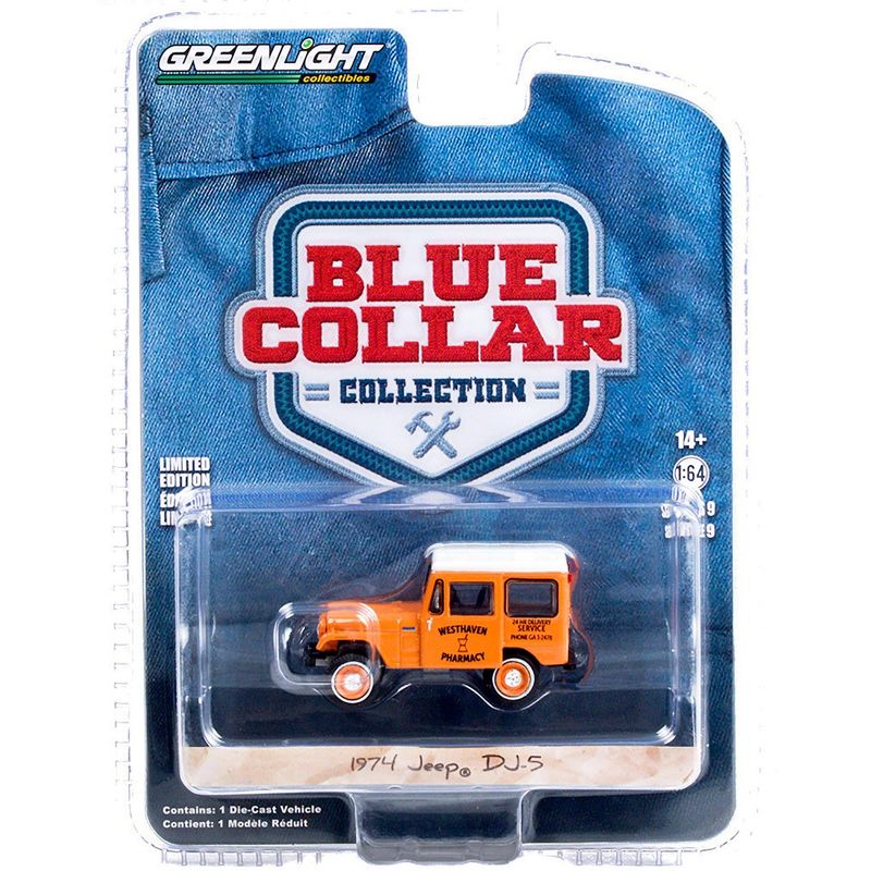 1974 Jeep DJ-5 "Westhaven Pharmacy" Orange with White Top "Blue Collar Collection" Series 9 1/64 Diecast Model Car by Greenlight, 3 of 4