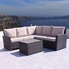 Courtyard Casual Brown Rooftop Outdoor Sofa Sectional with Cushions and Coffee Table - 2 of 4