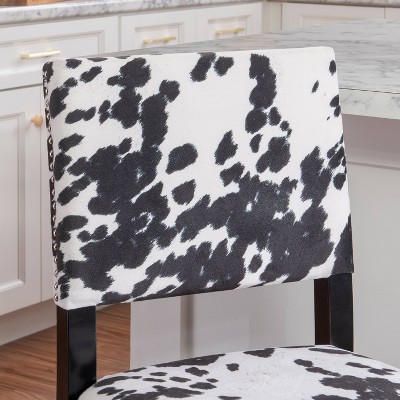 Clayton 24" Black Leather and Wood Swivel Counter Stool
