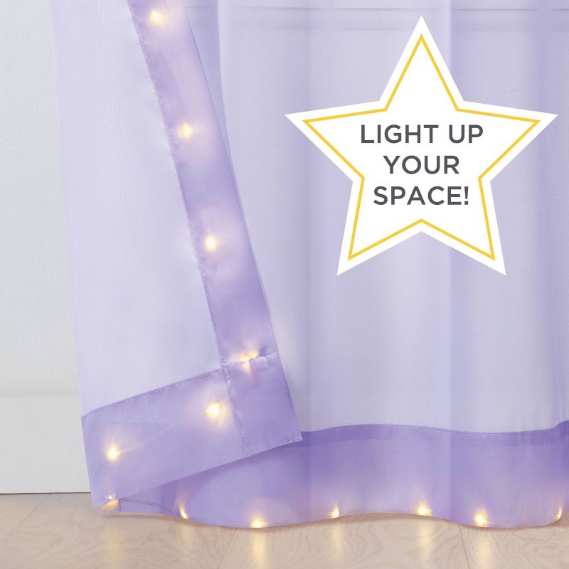 Kids' Sheer Starlight Light Up Hookless Curtain Panel Lights with Remote Control - Eclipse, 3 of 11