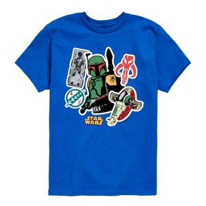 Boys' - Star Wars - Boba Fett Stickers Short Sleeve Graphic T-Shirt - 1 of 4