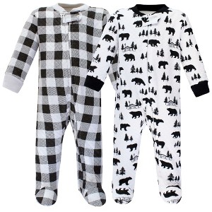 Hudson Baby Infant Boy Premium Quilted Zipper Sleep and Play, Bear Gray Black - 1 of 4