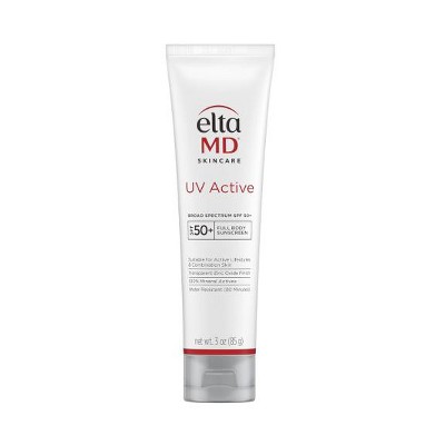 EltaMD UV Active Mineral Sunscreen with Zinc Oxide, SPF 50+, Water Resistant Sunscreen, 3.0 oz