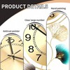 Metal Wall Clock with Gold/Blue Leaf Design. Silent Round Dial, Modern for Living Room, Bedroom, Office. 25x12 inches - 2 of 4