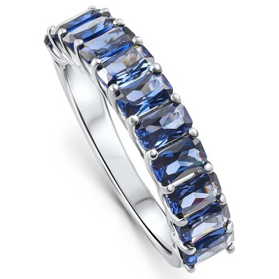 Pompeii3 2.50Ct Blue Sapphire Wedding Anniversary Ring Stackable 14k White Gold Band