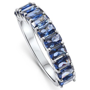 Pompeii3 2.50Ct Blue Sapphire Wedding Anniversary Ring Stackable 14k White Gold Band - 1 of 4