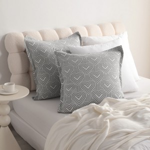 2 Pack Triple-Layer Cotton Pillow Shams, Breathable Thermal Yarn-Dyed Pillowcases, 26x26 Inches - NTBAY - 1 of 4