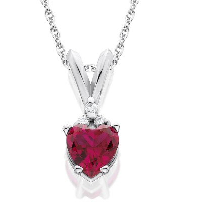 Pompeii3 1/2ct Diamond & Ruby Heart Pendant 14K White Yellow or Rose Gold Necklace 1/2"