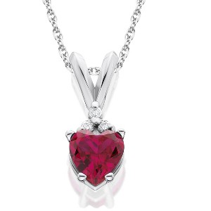 Pompeii3 1/2ct Diamond & Ruby Heart Pendant 14K White Yellow or Rose Gold Necklace 1/2" - 1 of 4