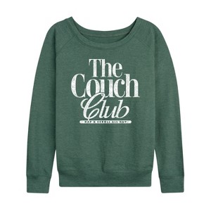 Women's - Instant Message - Valentine's Day Couch Club Lightweight French Terry Wide Neck Long Sleeve Shirt - 1 of 4