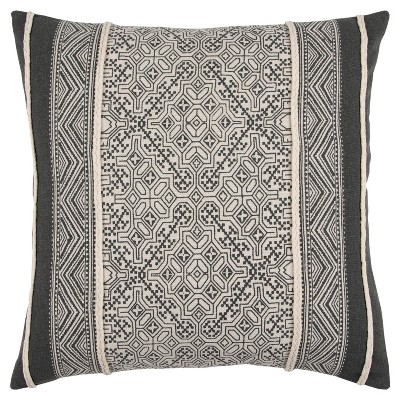 Photo 1 of 20x20 Geometric Print Throw Pillow Gray/Natural - Rizzy Home