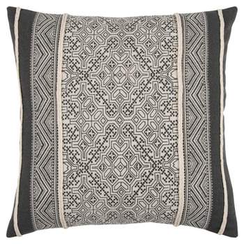 20"x20" Geometric Print Throw Pillow Gray/Natural - Rizzy Home