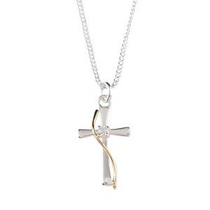 Dicksons Flare Cross With Sash Silver Plated 18 inch Metal Chain Pendant Necklace - 1 of 1